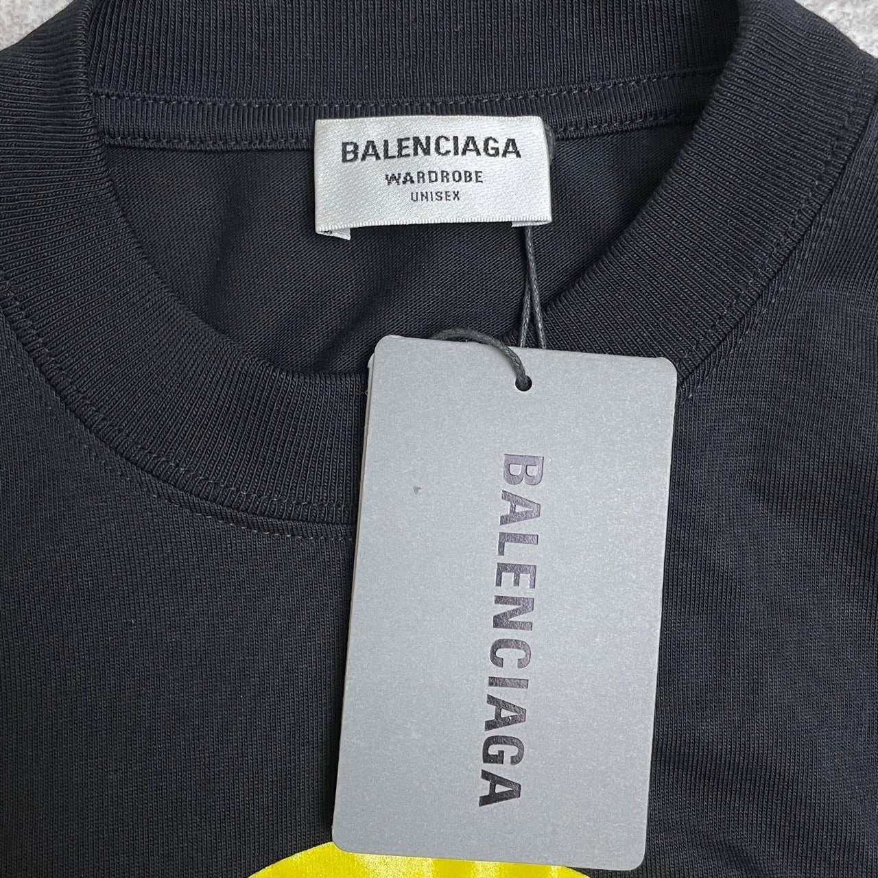 Balenciaga Black Melted Yellow Smiling Short sleeved T-shirt