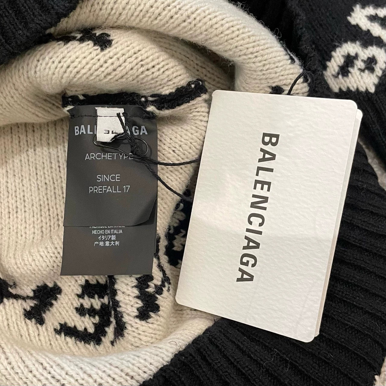 Balenciaga Black Bullet Screen Logo Round Neck Sweater