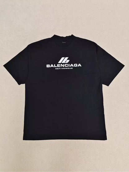 Balenciaga 24FW Black Activewear Reflective Logo Short Sleeve