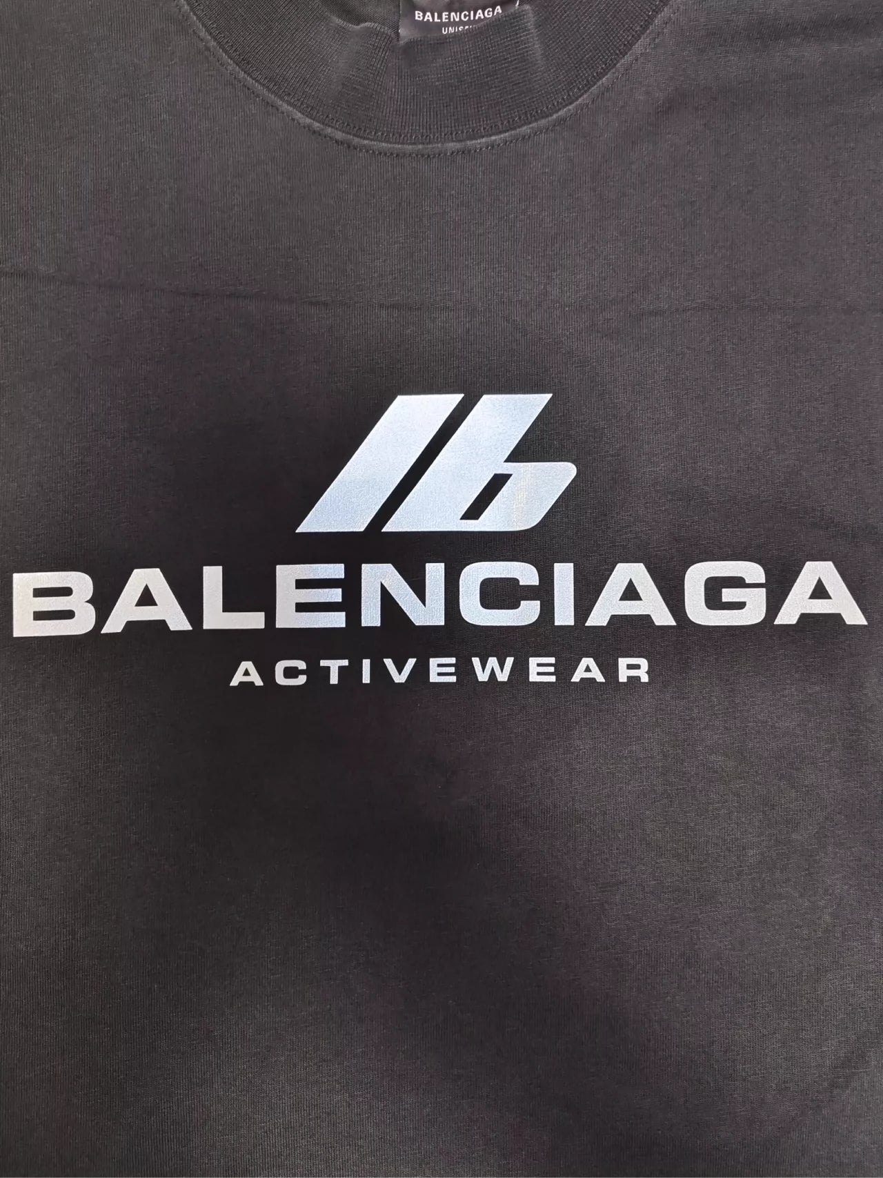 Balenciaga 24FW Black Activewear Reflective Logo Short Sleeve