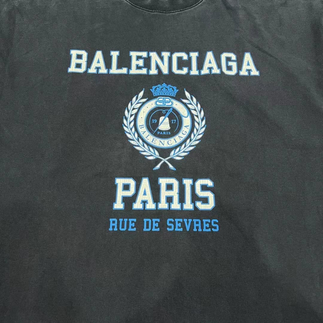 Balenciaga FW22 vintage ice blue wheat ear short sleeved shirt