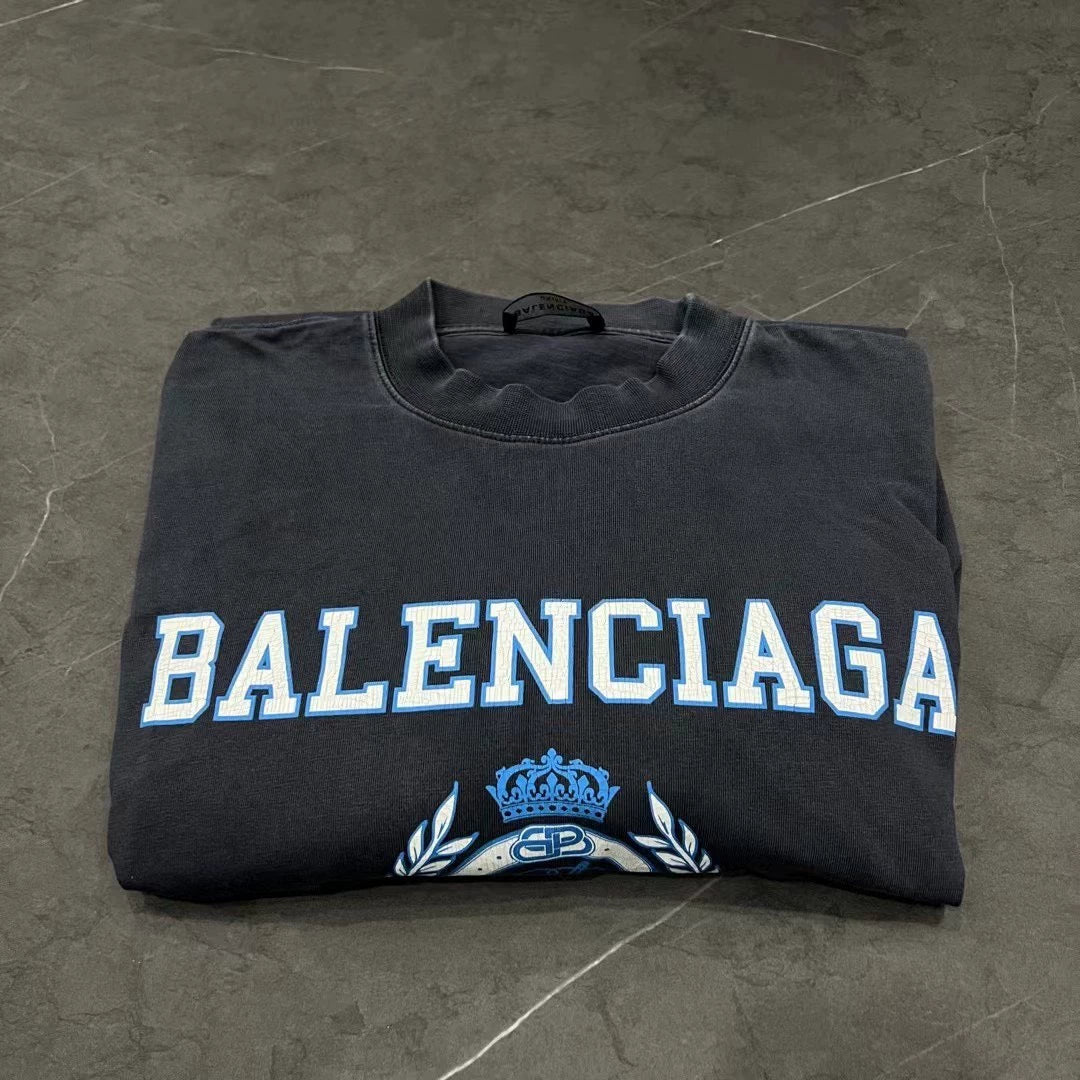 Balenciaga FW22 vintage ice blue wheat ear short sleeved shirt