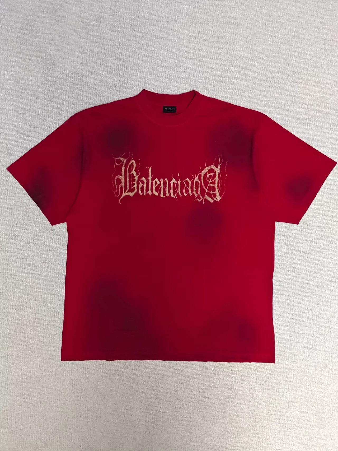 Balenciaga 23fw mud dyed Sanskrit destroyed short sleeved T-shirt