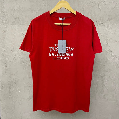 Balenciaga Red Black White New Logo Short Sleeve