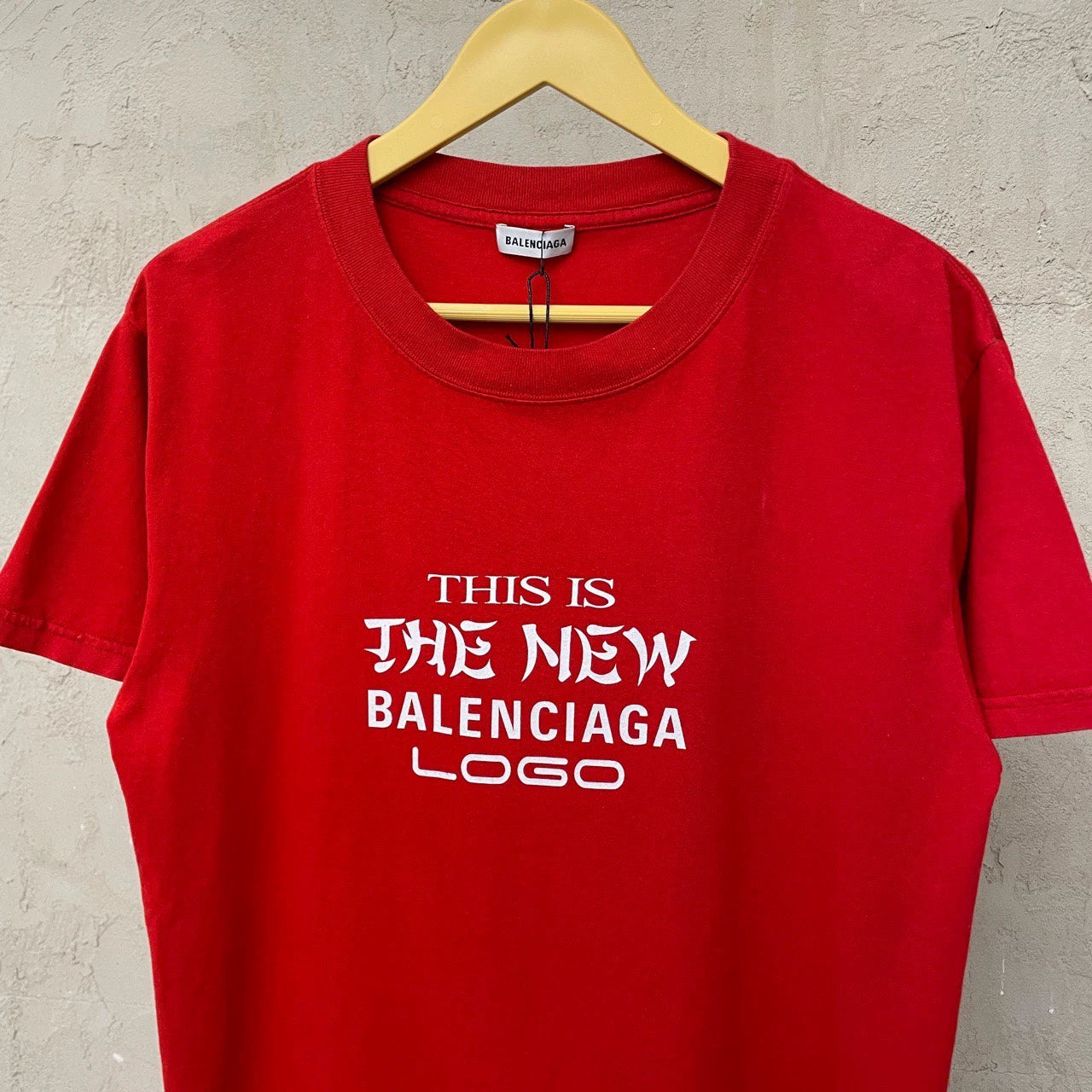 Balenciaga Red Black White New Logo Short Sleeve