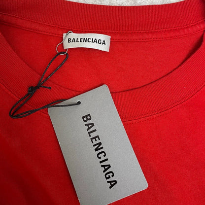 Balenciaga Red Black White New Logo Short Sleeve