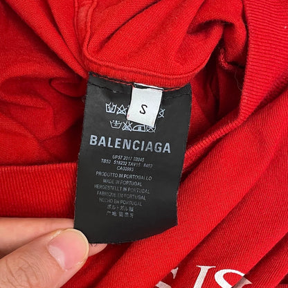 Balenciaga Red Black White New Logo Short Sleeve