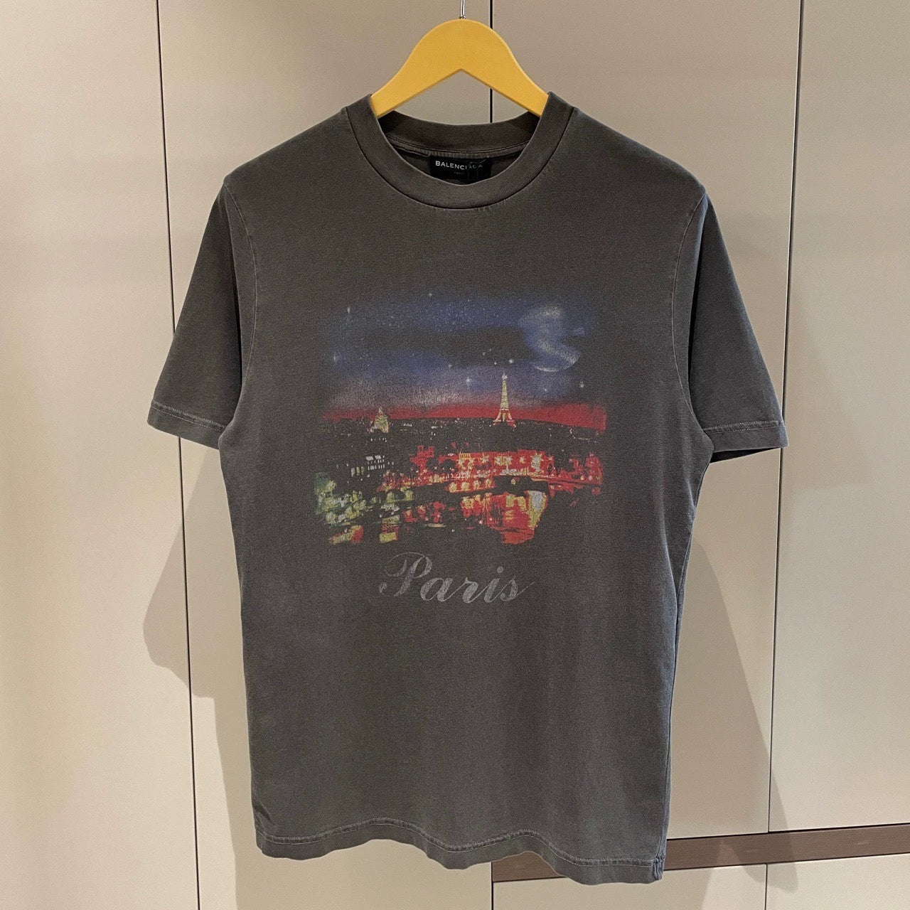 Balenciaga washed grey night logo short sleeved shirt