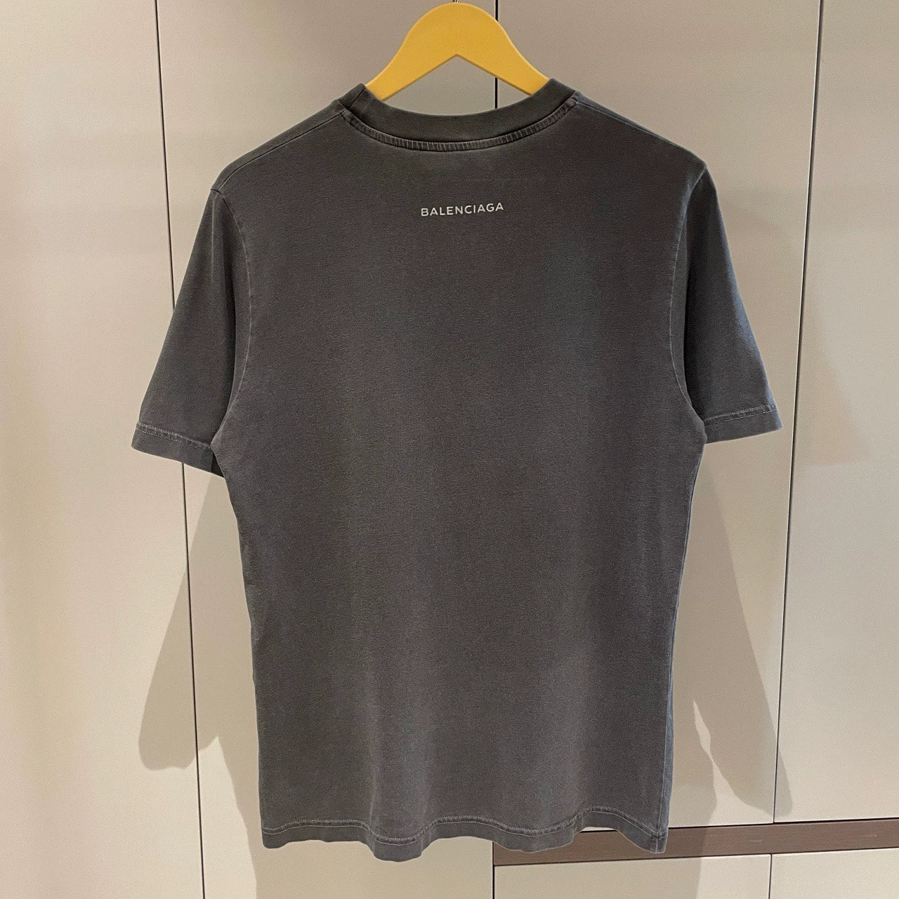 Balenciaga washed grey night logo short sleeved shirt