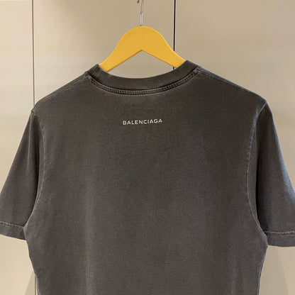 Balenciaga washed grey night logo short sleeved shirt