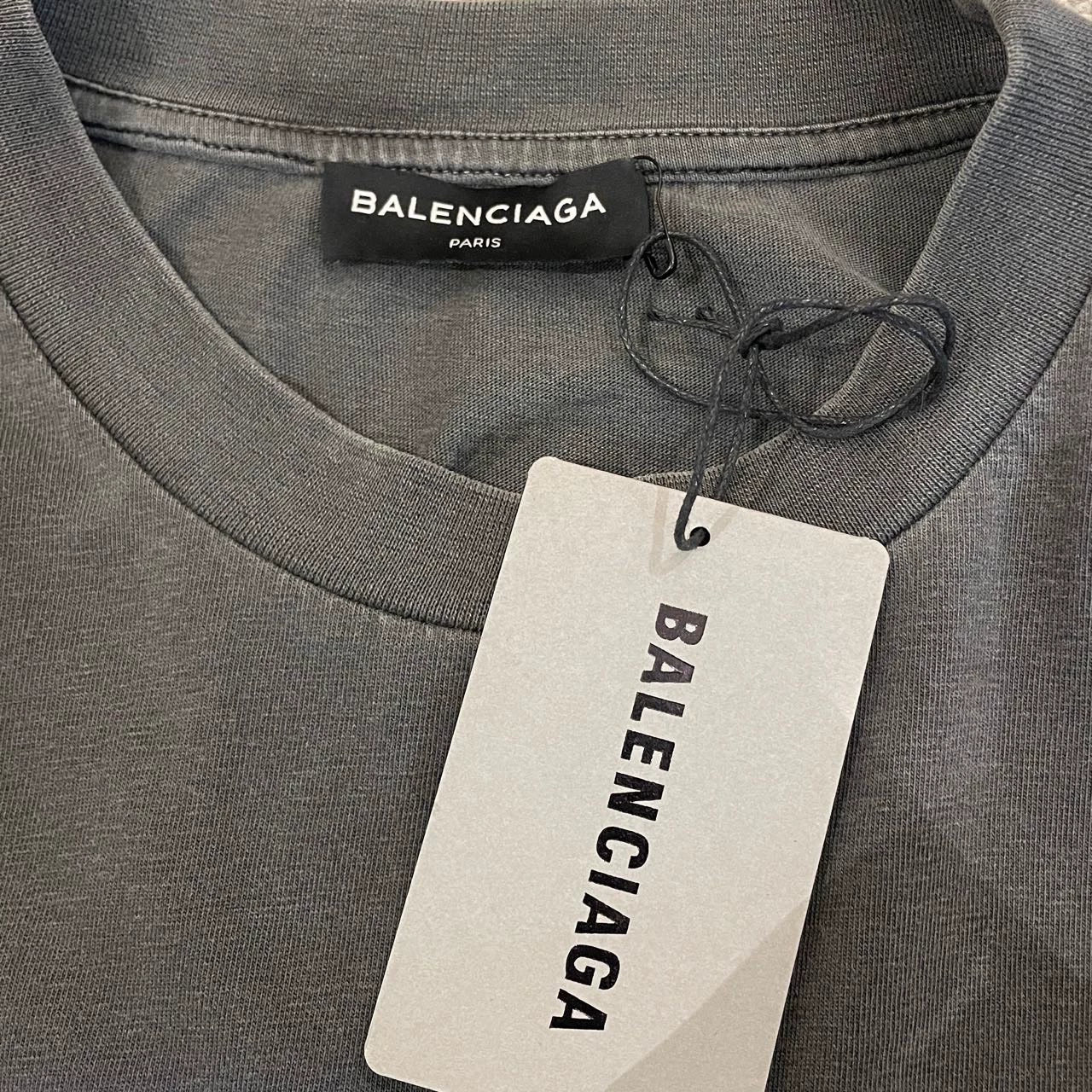 Balenciaga washed grey night logo short sleeved shirt