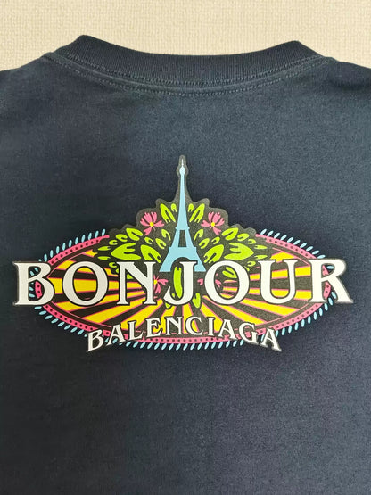 Balenciaga bonjour French Hello Printed Logo Short sleeved T-shirt