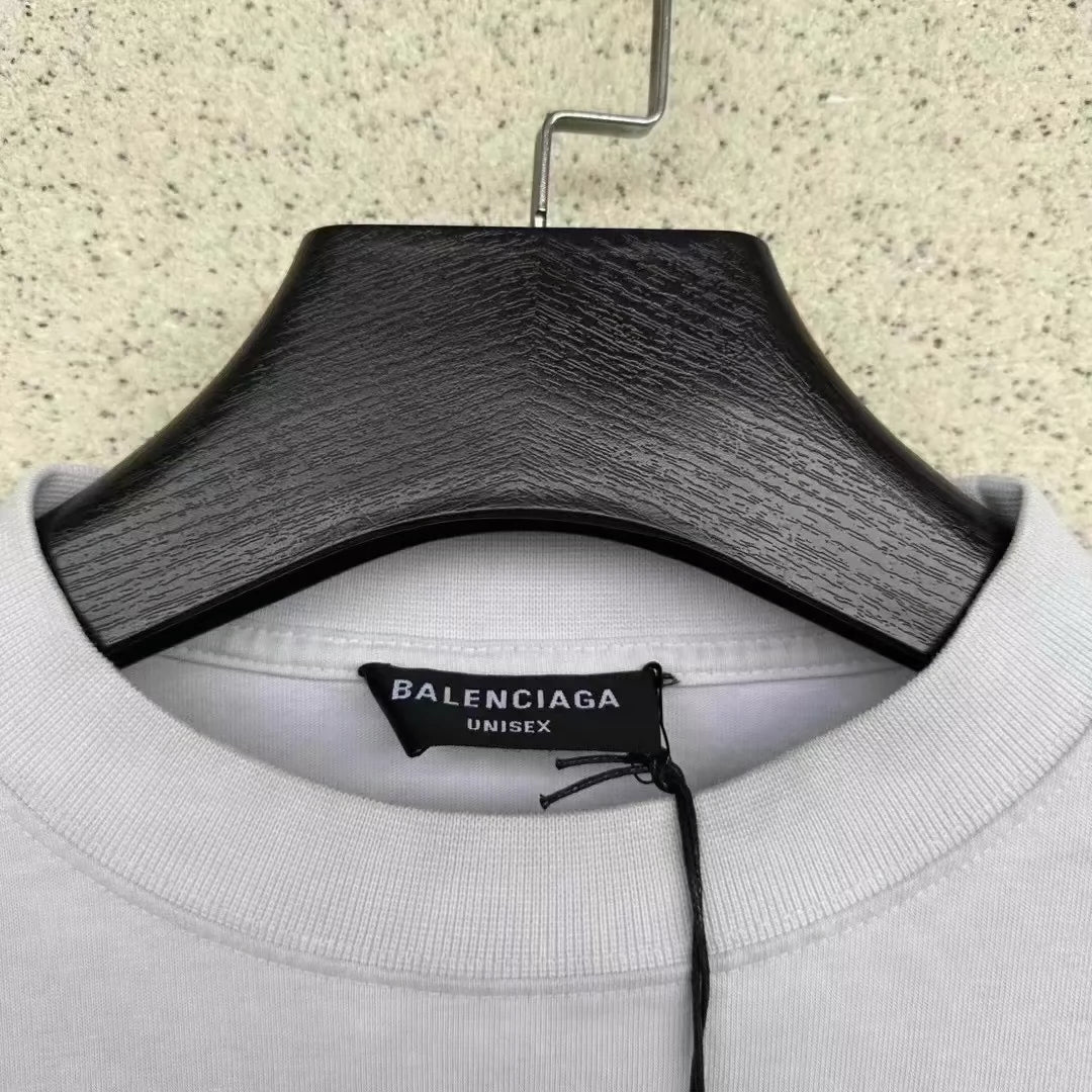 Balenciaga gray letter bat short sleeved shirt