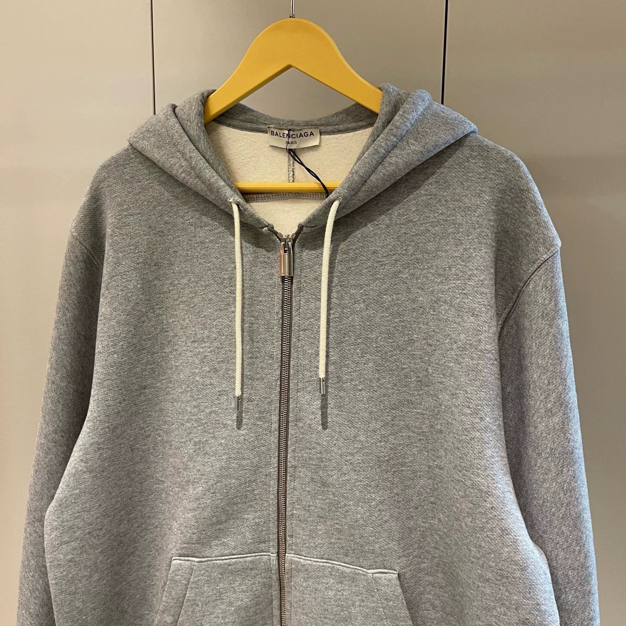 Balenciaga Grey Ultra Rare Elastic Band Large Logo Zipper Coat Hoodie