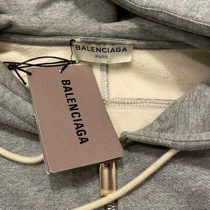 Balenciaga Grey Ultra Rare Elastic Band Large Logo Zipper Coat Hoodie