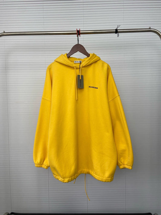 Balenciaga chest letter embroidered logo yellow hoodie