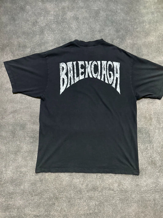 Balenciaga 24ss Totem Graffiti Washed and Used Short Sleeve T-shirt