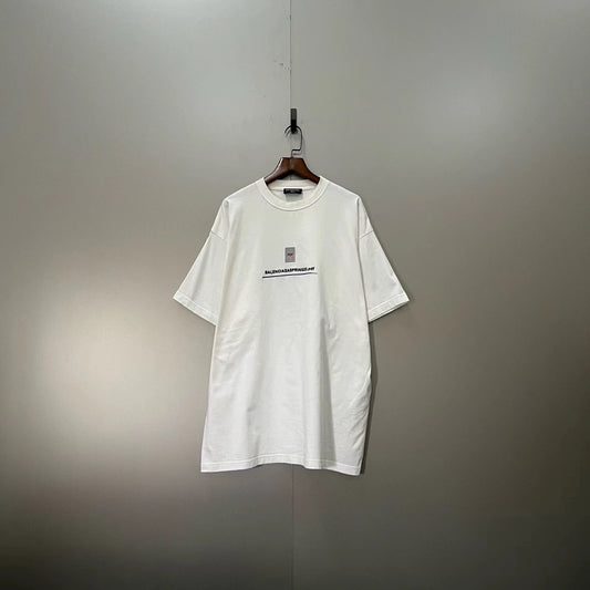 Balenciaga White Letter Pattern Logo Printed Short Sleeve