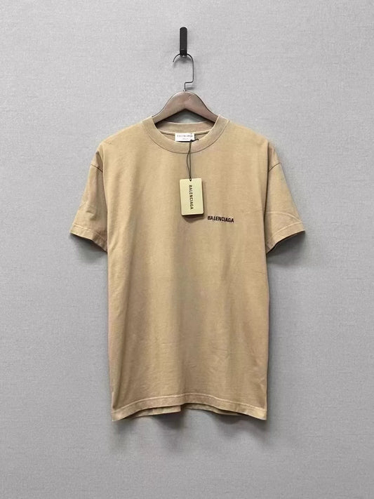 Balenciaga Brown New Plush Front and Rear Logo Short Sleeves