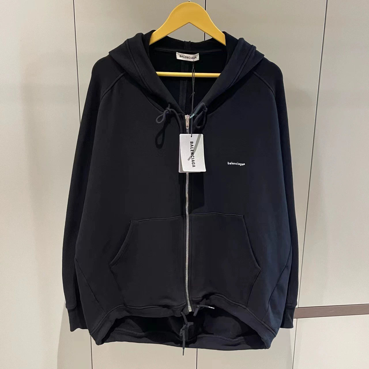 Balenciaga Black Small Logo Zipper Coat