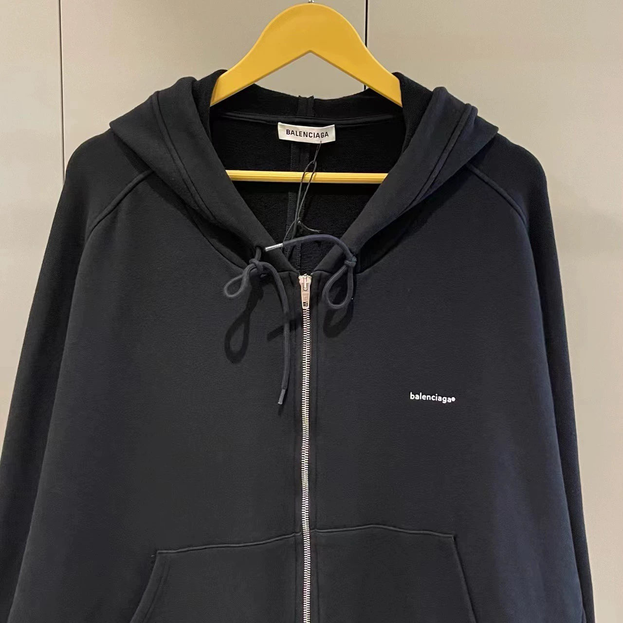 Balenciaga Black Small Logo Zipper Coat