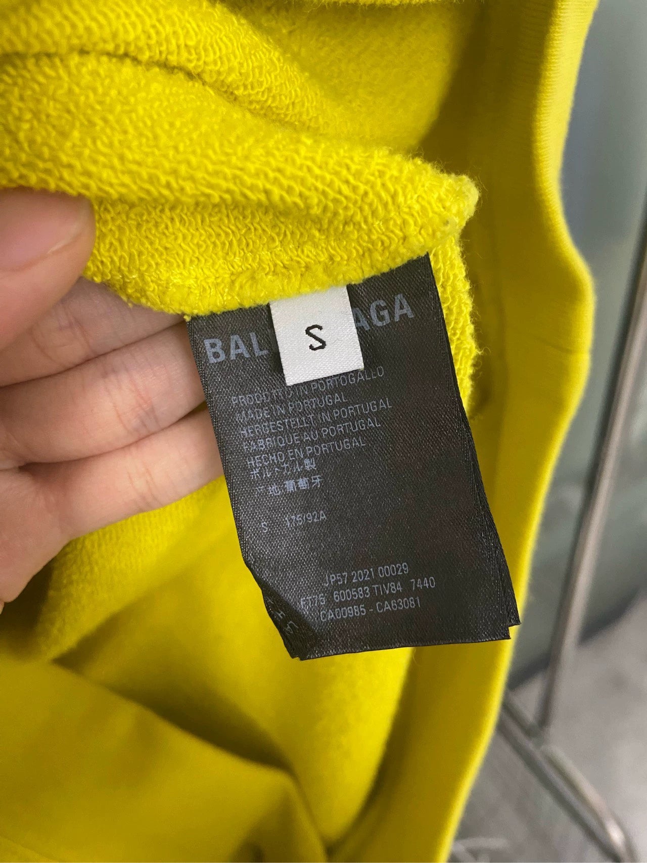 Balenciaga front and back logo letter yellow hoodie