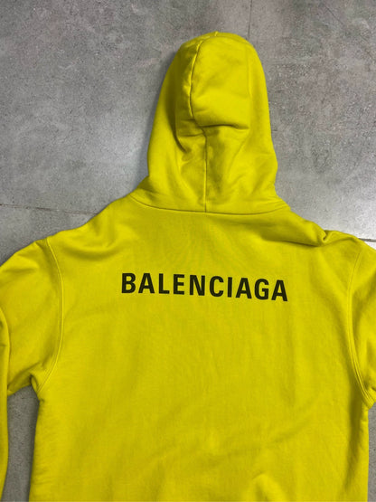 Balenciaga front and back logo letter yellow hoodie