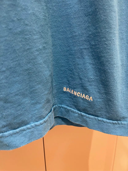 Balenciaga Clean Fit Blue Small Logo Short Sleeve