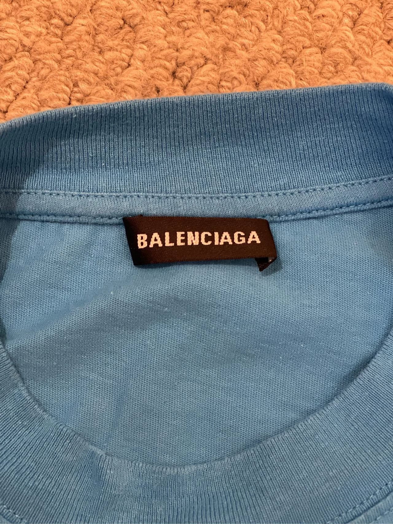 Balenciaga Clean Fit Blue Small Logo Short Sleeve