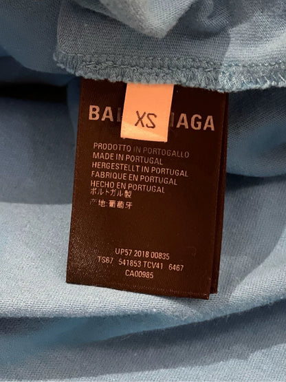 Balenciaga Clean Fit Blue Small Logo Short Sleeve