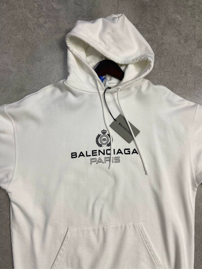 Balenciaga Crown Wheat Ear Logo Letter White Hoodie