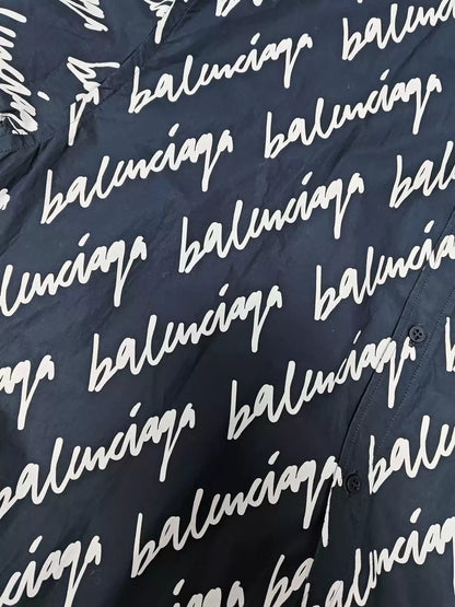 Balenciaga22ss full print graffiti logo short sleeved shirt