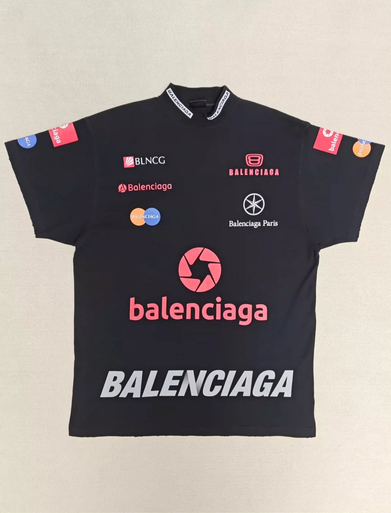 Balenciaga 23fw Top3B racing logo full printed short sleeved T-shirt