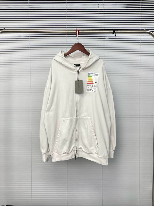 Balenciaga refrigerator sticker energy-saving sticker white printed pattern zipper hooded jacket