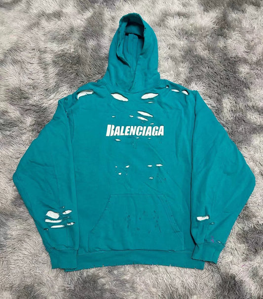 Balenciaga Lake Blue Destruction Double layered Hoodie