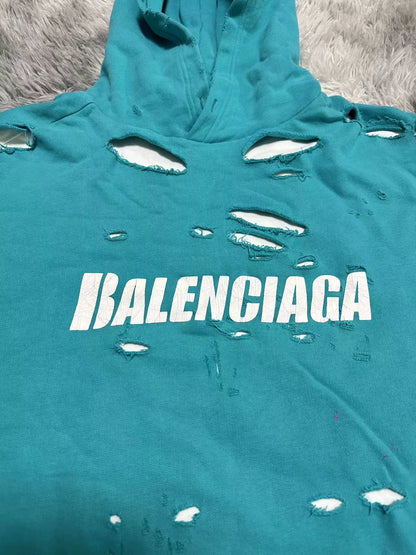 Balenciaga Lake Blue Destruction Double layered Hoodie