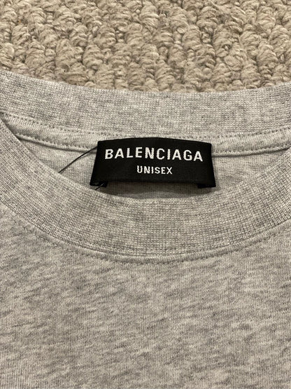 Balenciaga Grey Rainbow Pierced Vintage Short Sleeve T-shirt