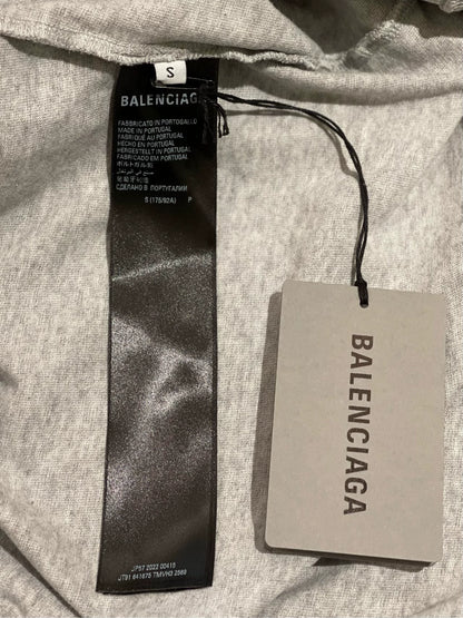 Balenciaga Grey Rainbow Pierced Vintage Short Sleeve T-shirt