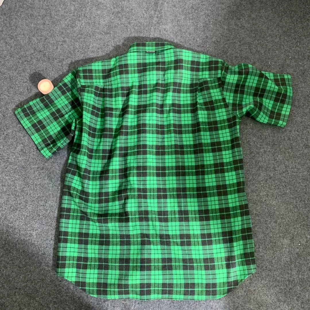 Balenciaga Green Checkered Shirt