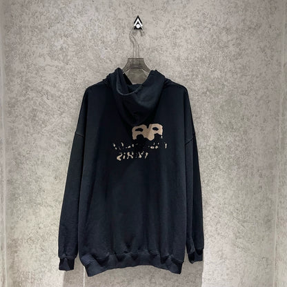 Balenciaga Double B Graffiti Logo Black Hoodie