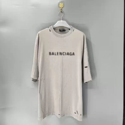 Balenciaga printed perforated short sleeved shirt