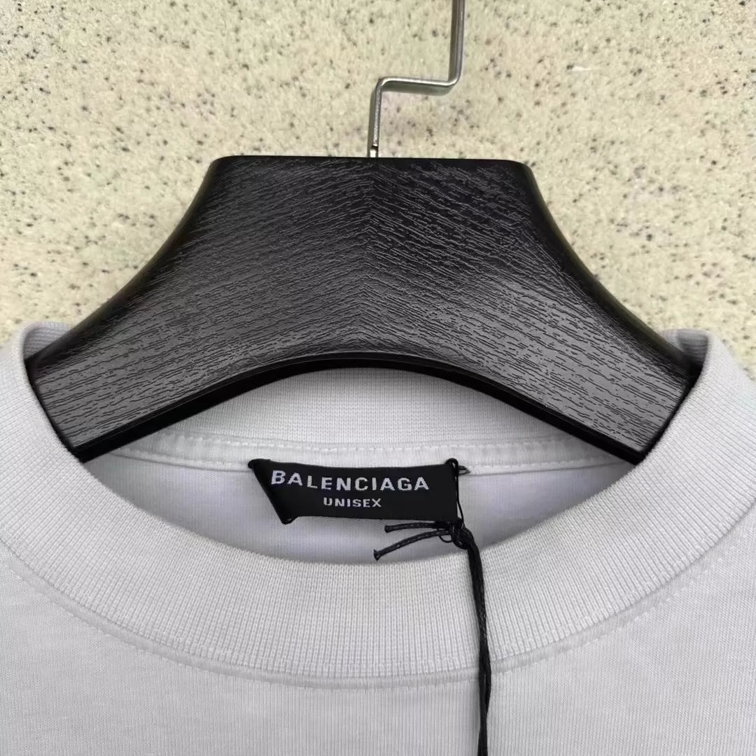 Balenciaga Grey Printed Bat Short Sleeve