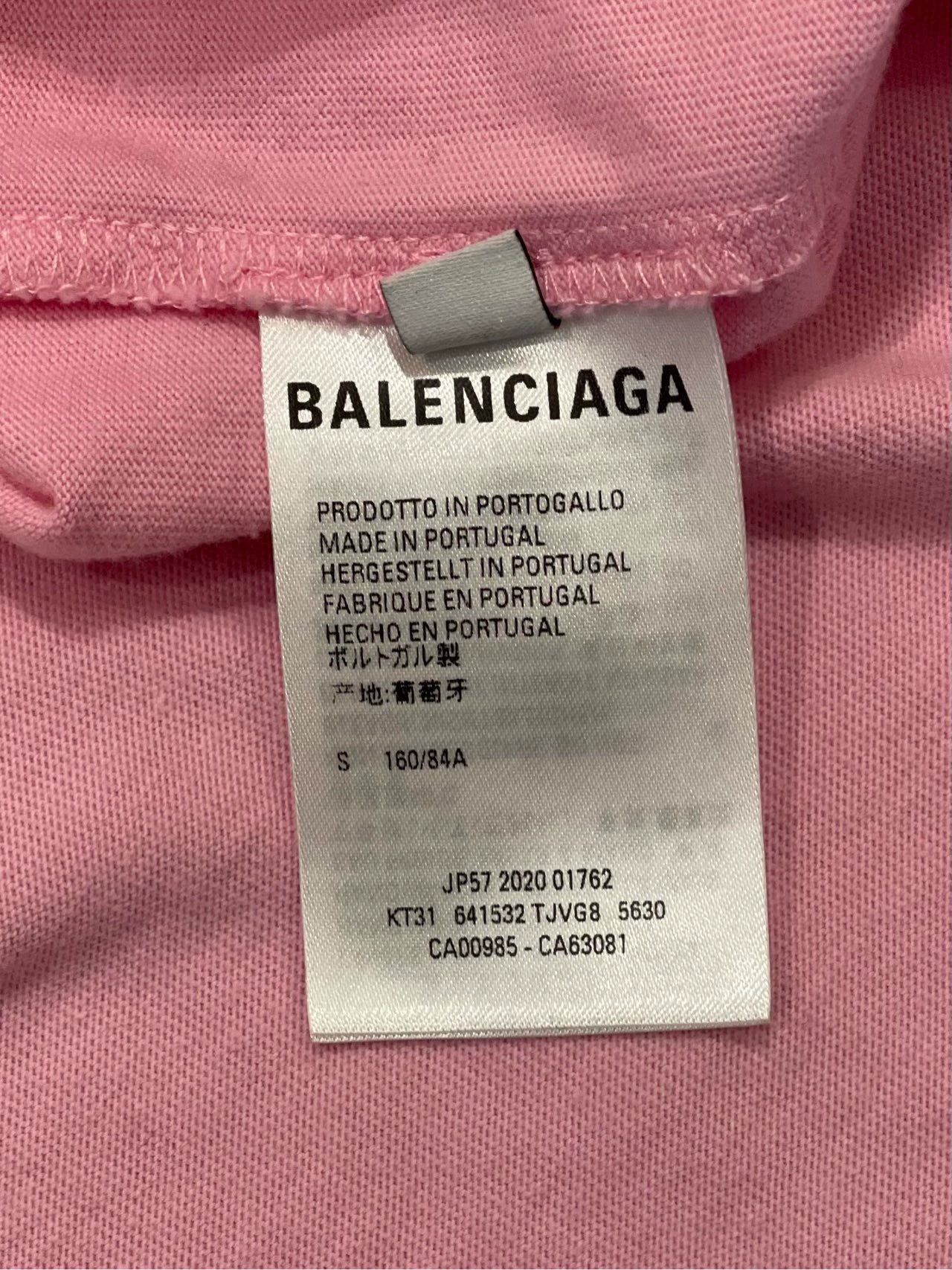 Balenciaga Pink Cat Pattern Animal Short Sleeve