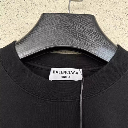 Balenciaga new black diamond button short sleeved shirt