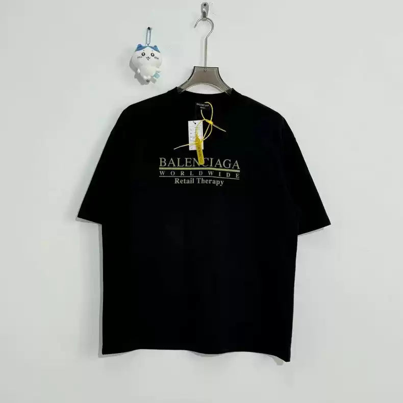 Balenciaga retro plain letter logo short sleeved shirt