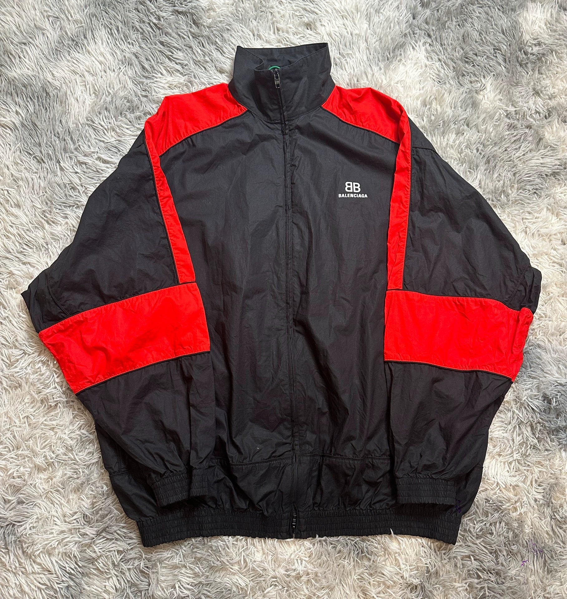 Balenciaga letter logo black and red school uniform sports jacket