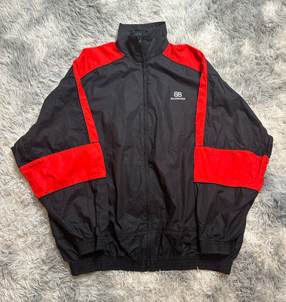 Balenciaga letter logo black and red school uniform sports jacket