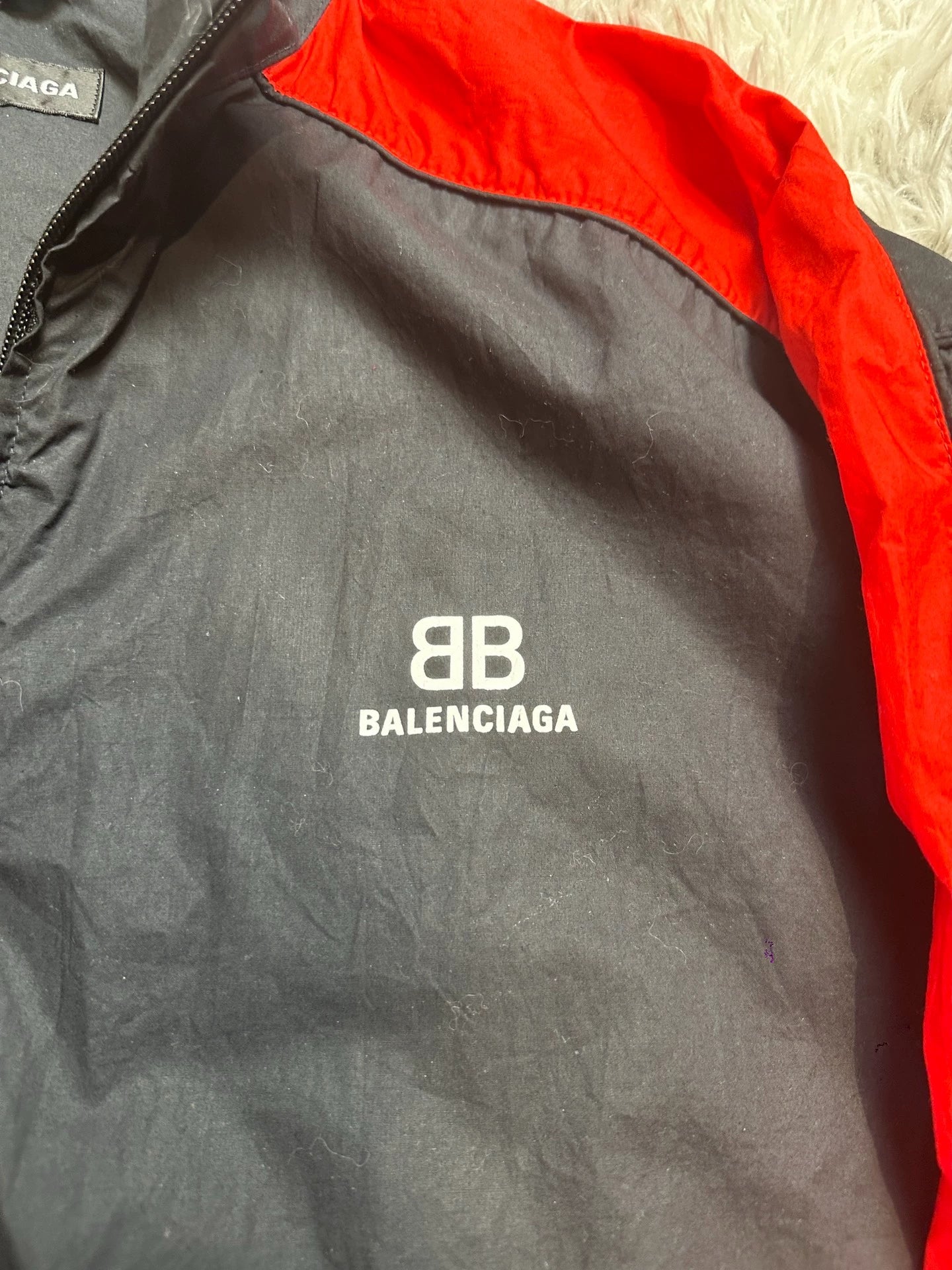 Balenciaga letter logo black and red school uniform sports jacket