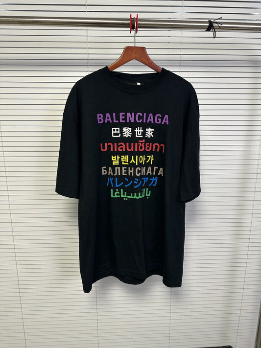 Balenciaga Black Seven Nation Language Short Sleeve