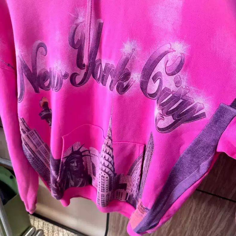 Balenciaga New York Limited Pink Statue of Liberty Hoodie